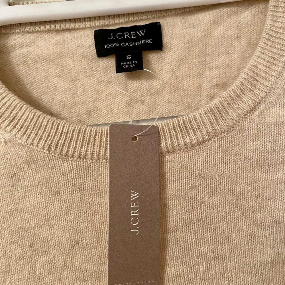 J. Crew 100% Cashmere Mens Sweater Cream Size S